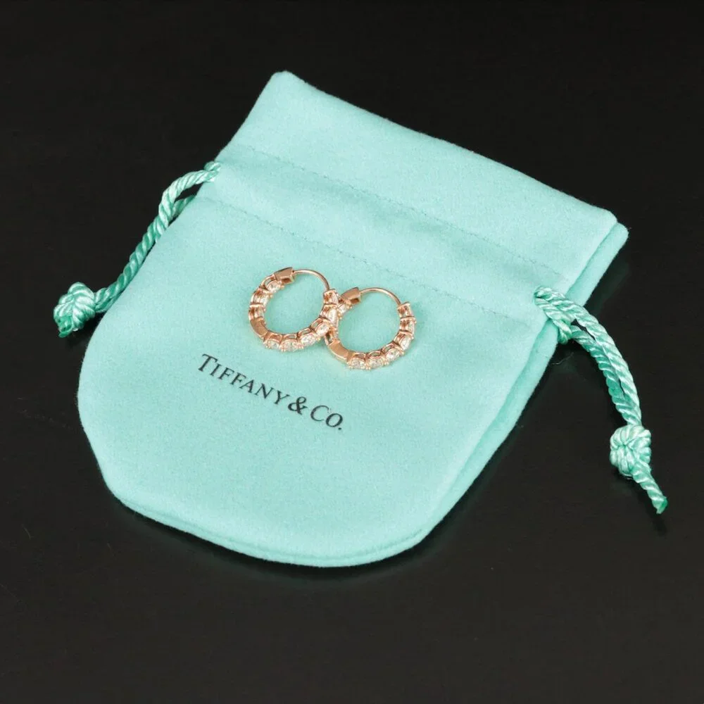 Tiffany & Co. 18K Rose Gold 1.51 CTW Inside-Out Hoop Diamond Earrings